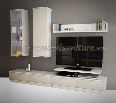 Panen Raya Lemari TV ProDesign Leonardo White Glossy Taupe Glossy 240x40x200
