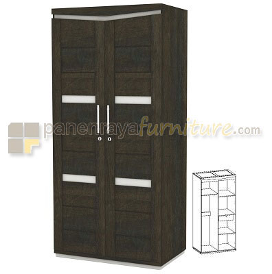 Panen Raya Lemari Pakaian 2 Pintu Expo LP 1219 New Major Dark Oak White HG 95x58x203