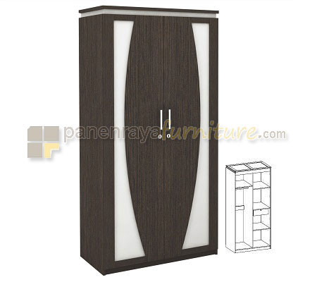 Panen Raya Lemari Pakaian 2 Pintu Expo LP 1223 Black Sandal Wood WHG 95x57x200