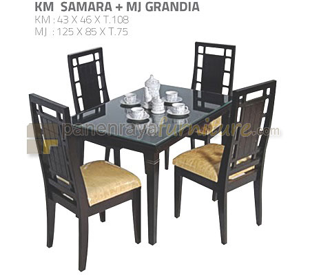 Panen Raya Furniture Meja Makan 4 Kursi Grandia Set KM Samara
