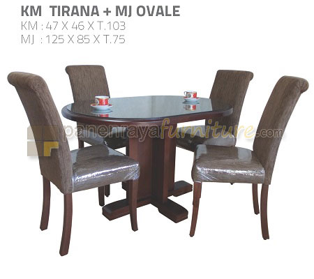 Panen Raya Furniture Meja Makan 4 Kursi Ovale Set KM Tirana