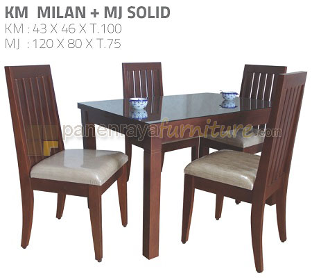 Panen Raya Furniture Meja Makan 4 Kursi Solid Set KM Milan