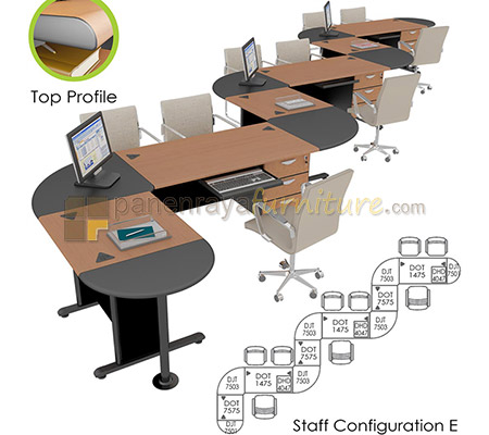 Panen Raya Furniture Workstation Staff 3 Seater Euro Diamond Configuration E