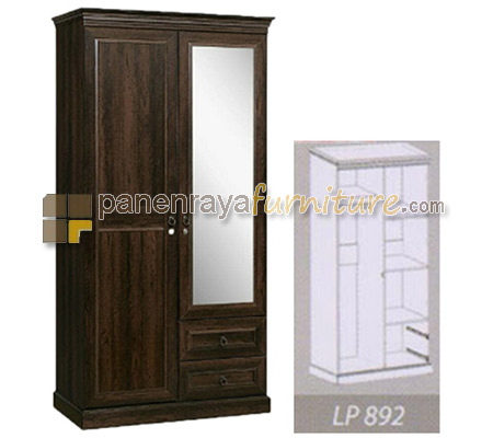 Panen Raya LEMARI PAKAIAN 2 PINTU KACA TOPIX LP 892 WALNUT