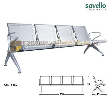 Panen Raya Furniture Kursi Tunggu 4 Seater Savello Airo 04 Metal Silver