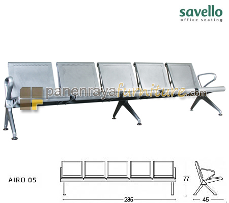 Panen Raya Furniture Kursi Tunggu 5 Seater Savello Airo 05 Metal Silver