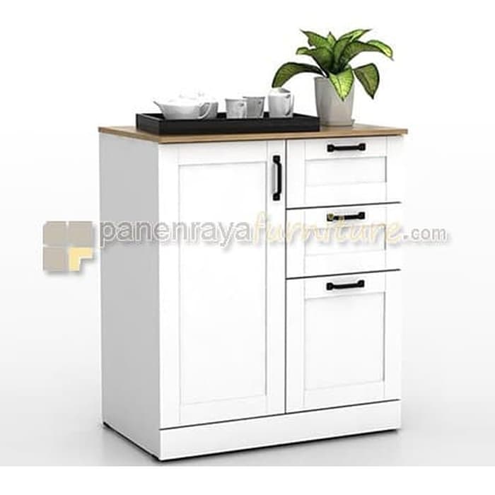 Panen Raya Rak Dapur Bawah ProDesign Ashley SB 80 White-Yellow 795x500x897