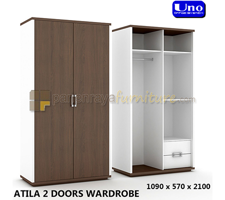 Panen Raya UNO LEMARI PAKAIAN 2 PINTU ATILA WALNUT WHITE