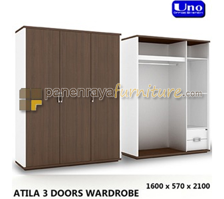 Panen Raya UNO LEMARI PAKAIAN 3 PINTU ATILA WALNUT WHITE