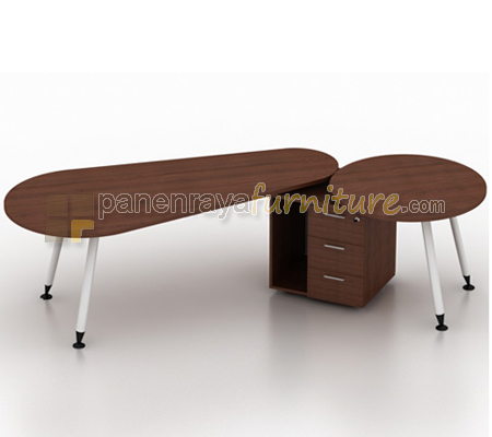 Panen Raya Furniture Meja Kantor Executive Right Modera OPS 2213 R Walnut 220x130x75