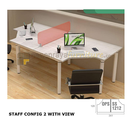 Panen Raya Furniture Workstation Staff 2 Seater Modera Staff Config 2 With View Pure Teak 241x120x75