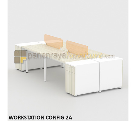 Panen Raya Furniture Workstation Staff 4 Seater Modera Config 2A Pure Teak 320x141x75