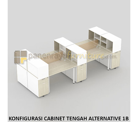 Panen Raya Furniture Workstation Staff 4 Seater Modera Alternative 1B Pure Teak 320x141x118