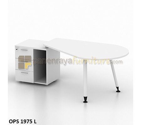 Panen Raya Furniture Meja Kantor Executive Left Modera OPS 1975 L White 190x85x75
