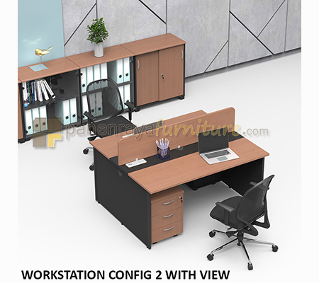 Panen Raya Furniture Workstation Staff 2 Seater Modera Config 2 With View Beech 320x170x87