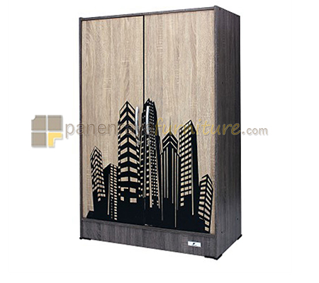 Panen Raya Furniture LEMARI PAKAIAN ANAK 2 PINTU FESTIVA BL AVERY GREY CREAM