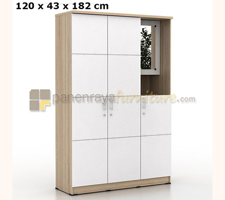 Panen Raya Furniture LEMARI PAKAIAN 3 PINTU CERMIN PRODESIGN ALBA WDD3 (SONOMA OAK - WHITE)