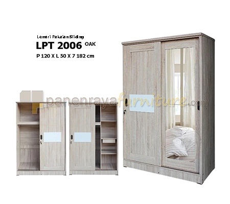 Panen Raya Lemari Pakaian 2 Pintu Sliding Cermin LUNAR LPT 2006 Sonoma Oak 120x50x180