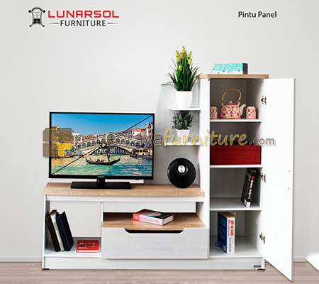 Panen Raya Meja TV Panel Lunar LVR 130 Sonoma Oak White 150x40x120