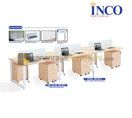 Panen Raya Furniture Meja Kantor 6 Staff Indachi Inco Fluix - WS.6P.F