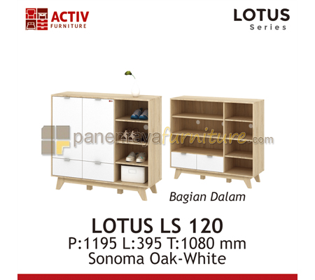Panen Raya Lemari Sepatu Activ Lotus LS 120 Sonoma Oak-White 120x40x108