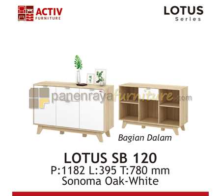 Panen Raya Credenza / Sideboard Activ Lotus SB 120 Sonoma Oak-White 119x40x78