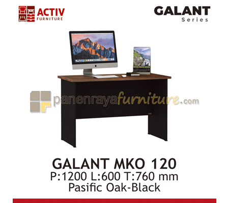 Panen Raya Furniture Meja Kantor Activ Galant MKO 120 Pasific Oak-Black 120x60x76