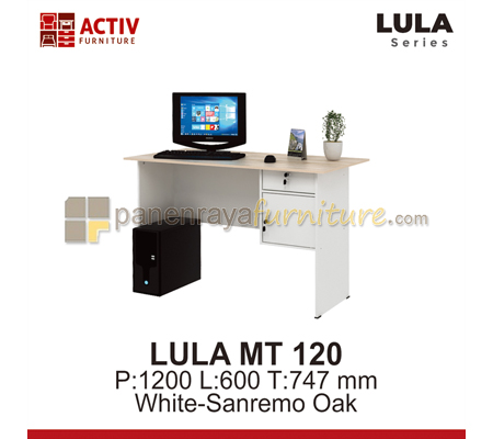 Panen Raya Furniture Meja Kantor Activ Lula MT 120 White-Sanremo Oak 120x60x75