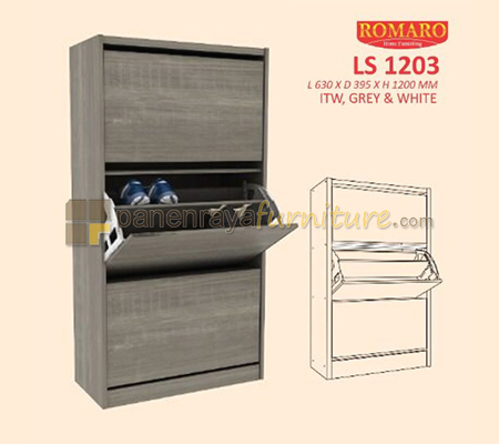 Panen Raya Lemari Sepatu Romaro LS 1203 Grey 63x40x120