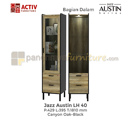 Panen Raya Lemari Hias Activ Jazz Austin LH 40 Canyon Oak-Black 43x40x181