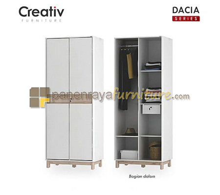 Panen Raya Lemari Pakaian 2 Pintu Activ Dacia LP 200 White-Sanremo Oak 83x52x207