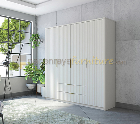 Panen Raya Furniture Lemari Pakaian 4 Pintu Activ Munich LP 400 White 207x59x227