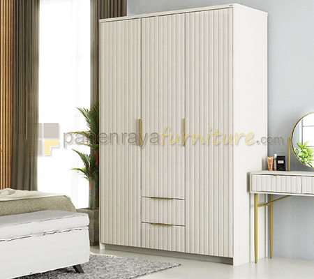 Panen Raya Furniture Lemari Pakaian 3 Pintu Activ Munich LP 300 White 157x59x227