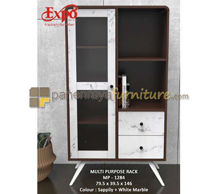 Panen Raya Multi Purpose Rack Expo MP 1284 Sappily-White Marble 80x40x146