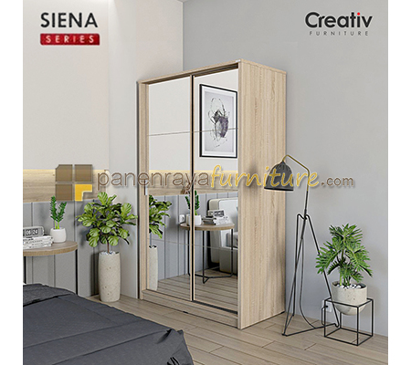 Panen Raya Furniture Lemari Pakaian 2 Pintu Sliding Activ Siena SL 200 Sonoma Oak 120x60x200