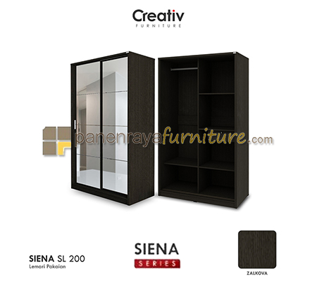 Panen Raya Furniture Lemari Pakaian 2 Pintu Sliding Activ Siena SL 200 Zalkova 120x60x200