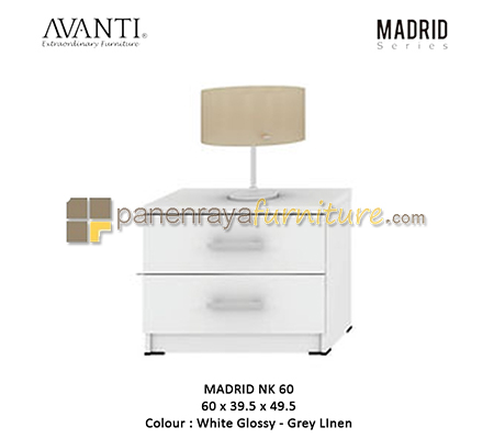 Panen Raya Furniture NAKAS 2 LACI ACTIV MADRID NK 60 WHITE GLOSS GREY LINEN