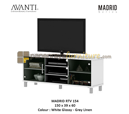 Panen Raya RAK TV 2 PINTU KACA ACTIV MADRID RTV 154 WHITE GLOSS - GREY LINEN