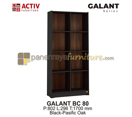 Panen Raya Furniture Rak Buku Sedang Activ Galant BC 80 Black-Pasific Oak 81x30x170