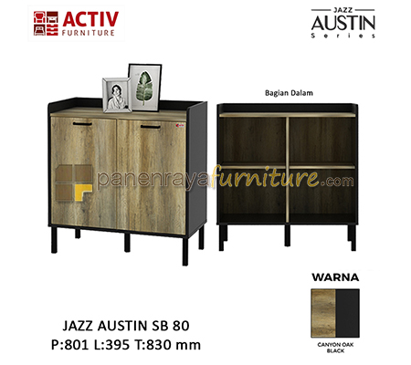 Panen Raya Credenza / Sideboard Activ Jazz Austin SB 80 Canyon Oak-Black 81x40x83