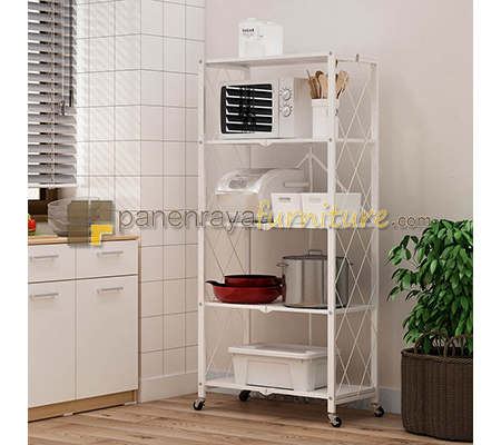 Panen Raya Rak Besi Lipat 5 Susun / Rak Dapur Serbaguna Flato 5 Putih