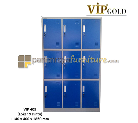 Panen Raya Furniture Locker Besi VIP VG 409 Blue-Light Grey 114x40x185