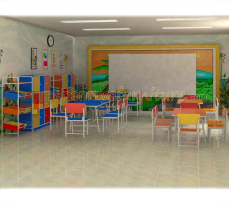 Panen Raya Furniture Meja Belajar Kelompok Expo Biru / Orange