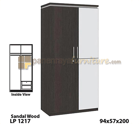 Panen Raya Lemari Pakaian 2 Pintu Expo LP 1217 Black Sandal Wood 94x57x200