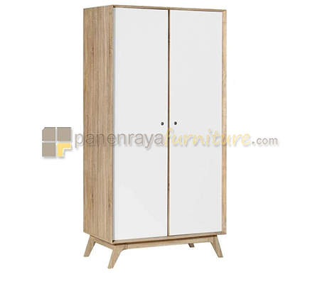 Panen Raya Lemari Pakaian 2 Pintu Graver LP 2296 XL Somona Oak White Glossy 100x55x200