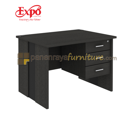 Panen Raya Furniture Meja Kantor Expo MD 1275 3 Laci Dark Oak 120x75x75