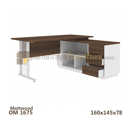 Panen Raya Furniture Meja Kantor Expo OM 1675 Matt Wood 160x145x78
