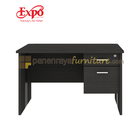 Panen Raya Furniture Meja Kantor Expo MD 1475 1 Laci 1 Filling Dark Oak 140x75x75