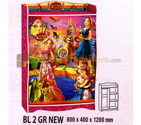 Panen Raya Furniture LEMARI PAKAIAN ANAK 2 PINTU PRINCESS MATKENS BL2GR KRT706 (PINK)