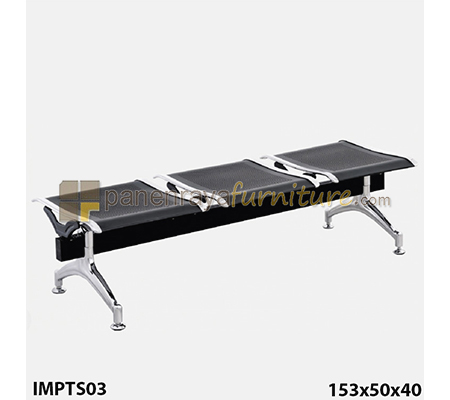 Panen Raya Furniture KURSI TUNGGU 3 SEAT IMPORTA IMPTS03 BLACK-SILVER 153x50x40